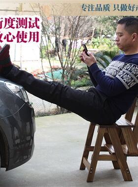 新款实木三层楼梯椅 家用折叠梯凳 木制三步梯子两用室内木梯
