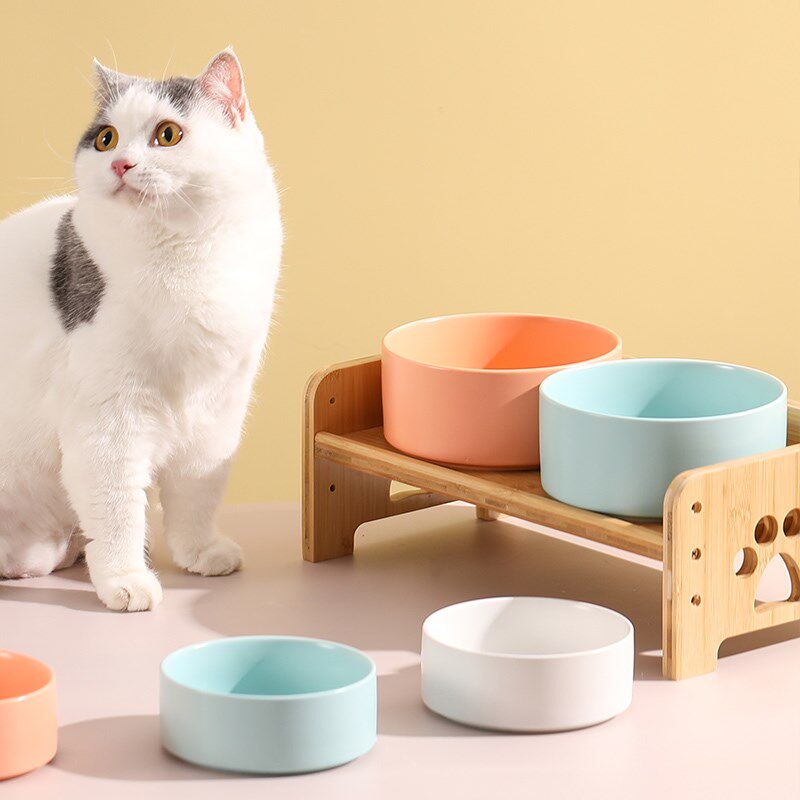 猫碗架子木质宠物餐桌狗饭桌狗盆猫咪桌子高度可调增高护颈防打翻