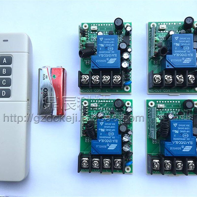 一拖四 远距离无线遥控开关85V 110V 四路灯具电机遥控器开关