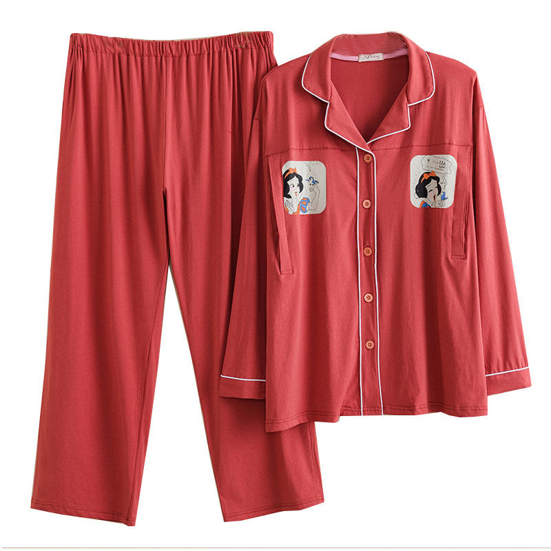 大码200斤孕妇睡衣春秋纯棉产后哺乳夏季月子服红色全棉家居服女