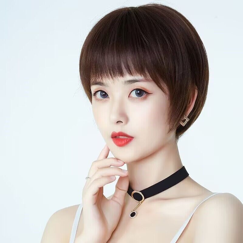 假发女短发中老年假发波波头短直发整体头套学生发型时尚妈妈款式
