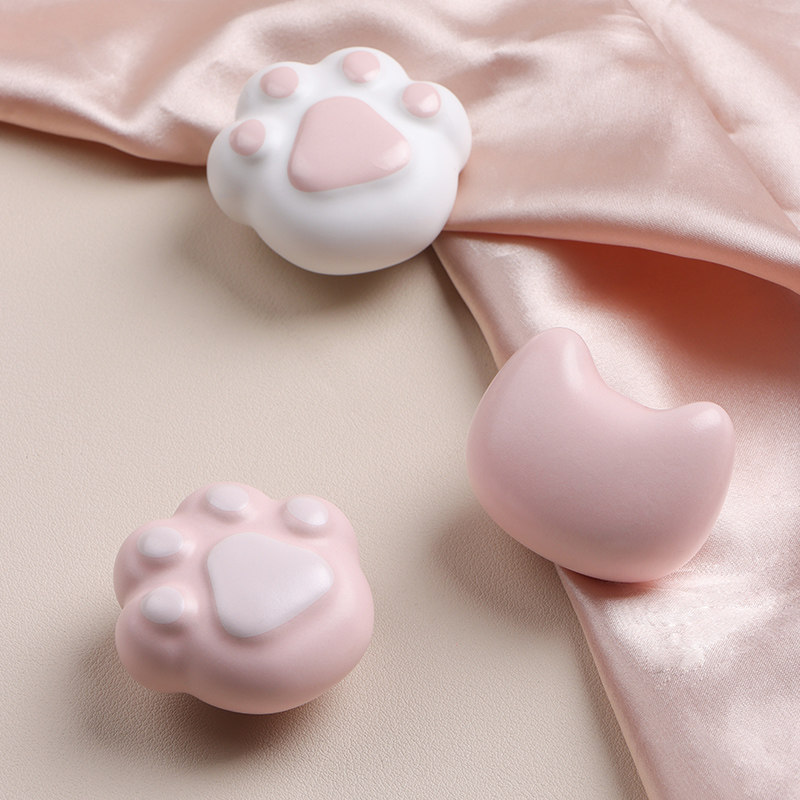 星翡可爱猫爪儿童房衣柜门把手柜子抽屉卡通拉手女孩陶瓷创意猫咪