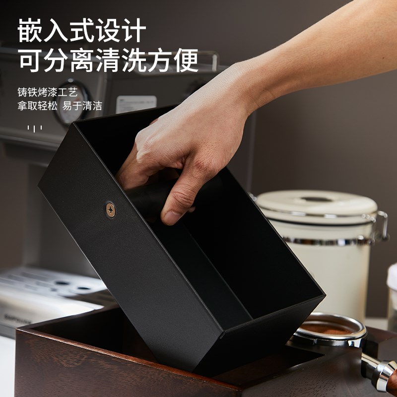 咖啡多功能敲渣盒实木质粉渣桶压粉底座胡桃木填压座咖啡手柄支架
