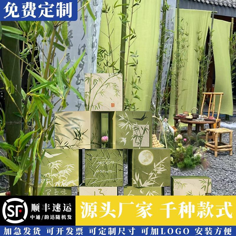 茶室馆氛围布置场背景墙面装饰网红拍照区新中式国古风小院高级感
