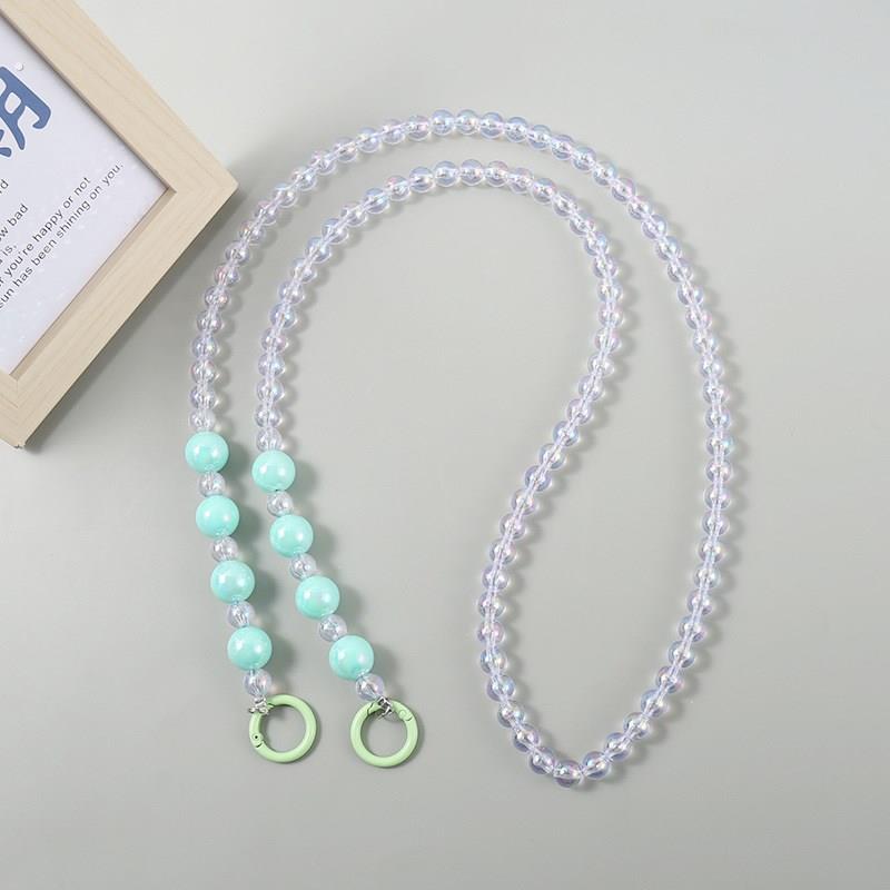 百搭斜跨长链条 可背撞色彩色圆珠珠子手机链挂件斜跨挂绳创意链