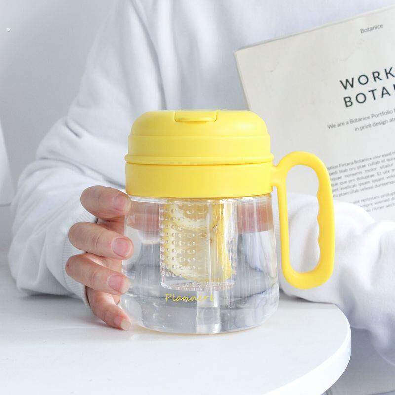 简约办公塑料杯带茶漏可携式吸管杯泡茶夏季果汁茶水分离女生杯子