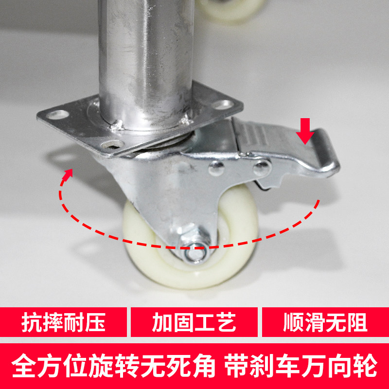 不锈钢工作台带轮子双三层厨房操作台面打包台打荷台案板切菜桌子