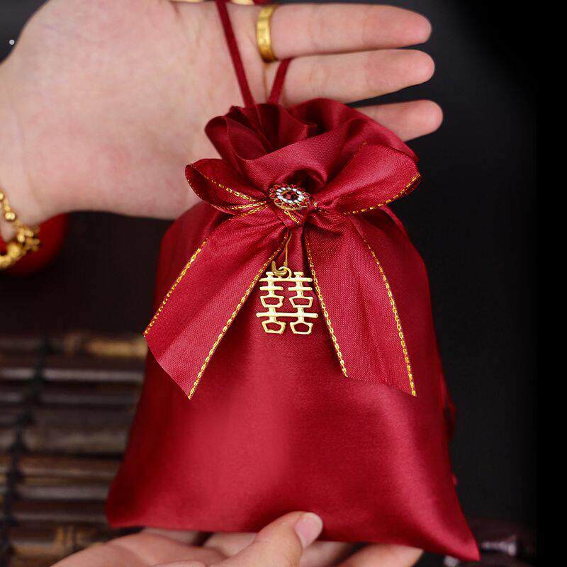 喜糖袋子拉绳喜糖袋子结婚喜糖礼盒乔迁满月伴手礼糖果袋抽绳礼袋
