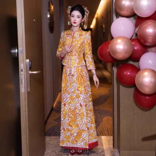 2026新款龙凤褂婚服重工新娘嫁衣秀禾服秋结婚中式婚服大五福褂皇