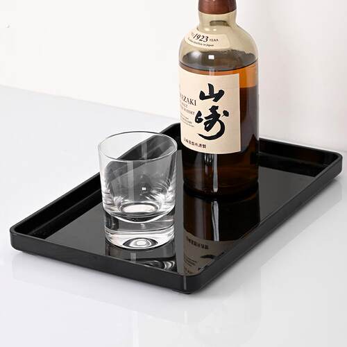 长方形托盘商用压克力酒店毛巾碟黑色托盘塑料洗漱用品收纳盘商用