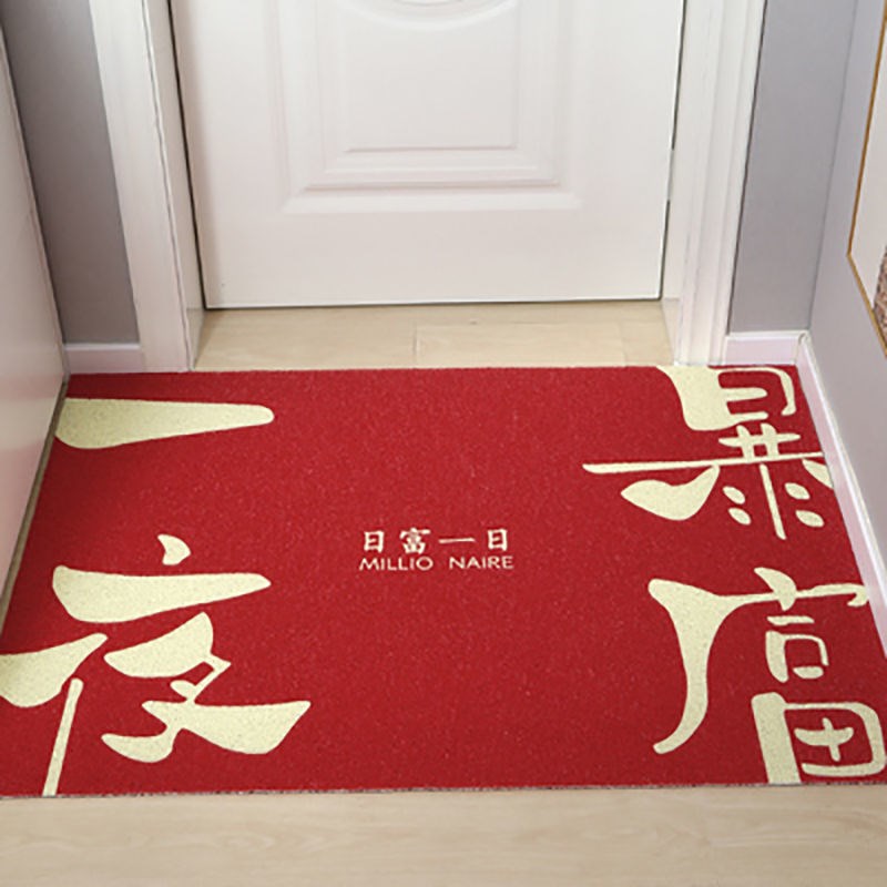 红色门口地垫出入门过门进户门高档家用丝圈免洗门厅进门垫定制图片