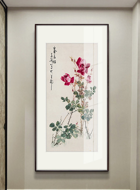 【十年老店】新中式玄关竖版挂画走廊过道花卉装饰画王雪涛春常好