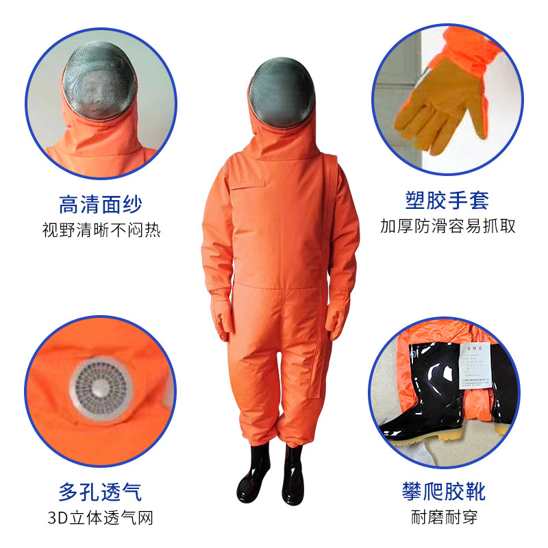 消防防蜂服风扇防蜂衣全套透气连体带帽加厚防护马蜂专用胡蜂养蜂