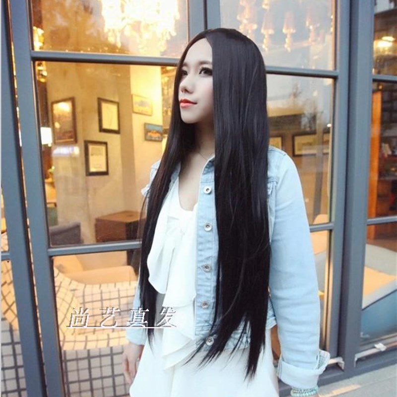 真发发套假发女中分刘海超长直发修脸型逼真隐形剧组摄影道具假发