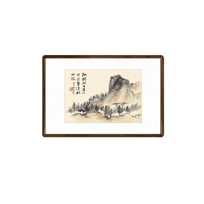 国画水墨画新中式客厅装饰画办公室壁画书房玄关挂画张大千山水画