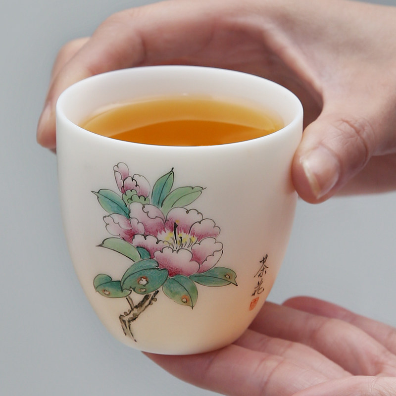 羊脂玉主人杯单杯女主人茶杯10个品茗杯主人杯女单个白瓷茶杯女士