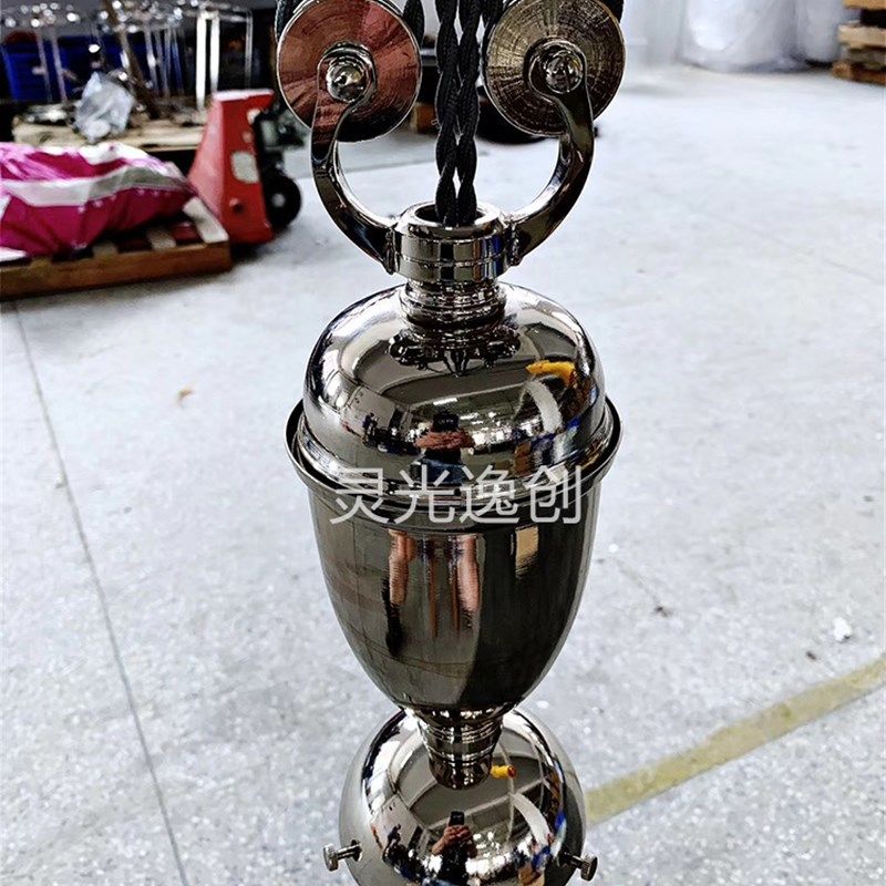 中古wuone灵光逸创铜材可伸缩调节单头玻璃吊灯艺术复古灯怀旧灯