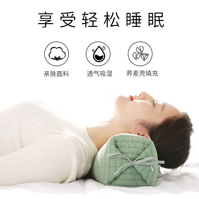 枕头呵护颈椎枕小睡沙发枕家用单人全荞麦壳硬枕头芯荞麦皮圆枕头