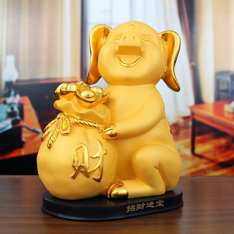 招财进宝猪摆件可爱生肖金猪聚宝盆工艺品办公室摆设店铺开业礼品