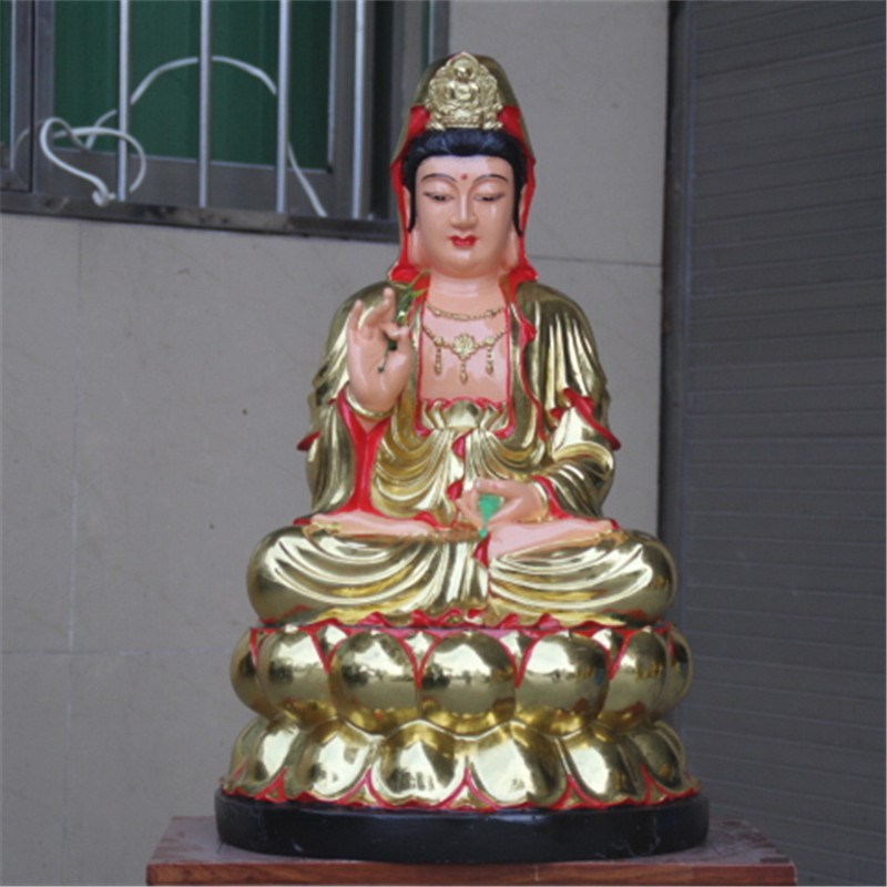 寺庙观音菩萨鎏金彩绘佛祖裟婆三圣 阿弥陀佛 地藏王佛像