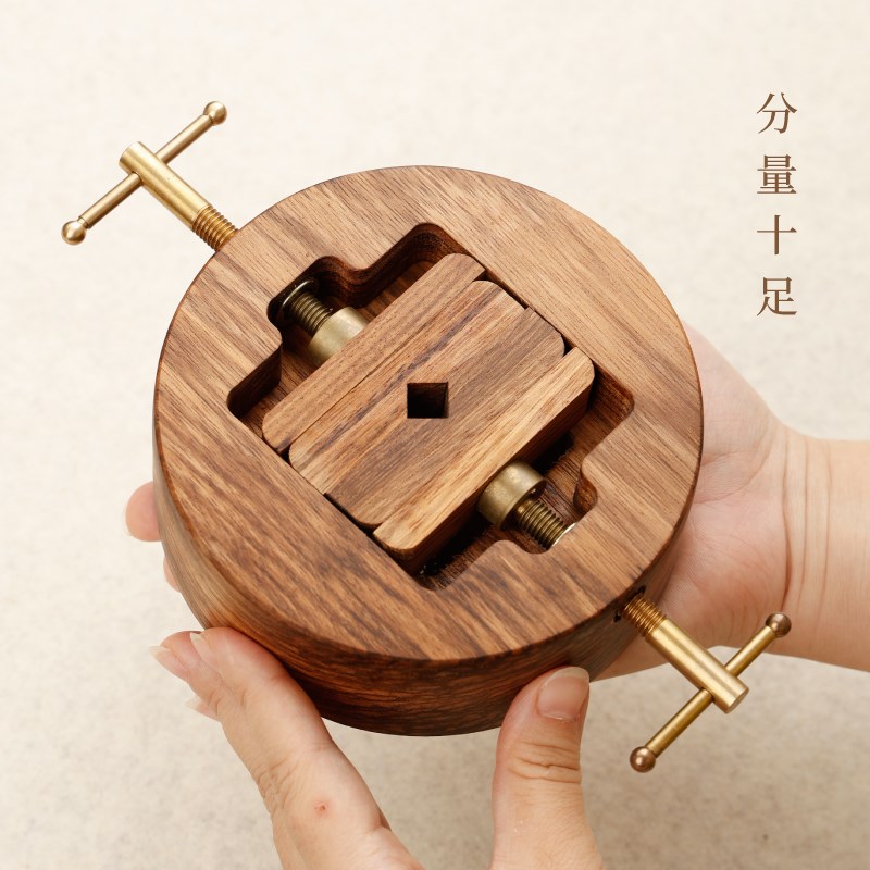 乌金木旋转印床 铜木实木印章刻床夹具印石刻章文房印床旋转底座