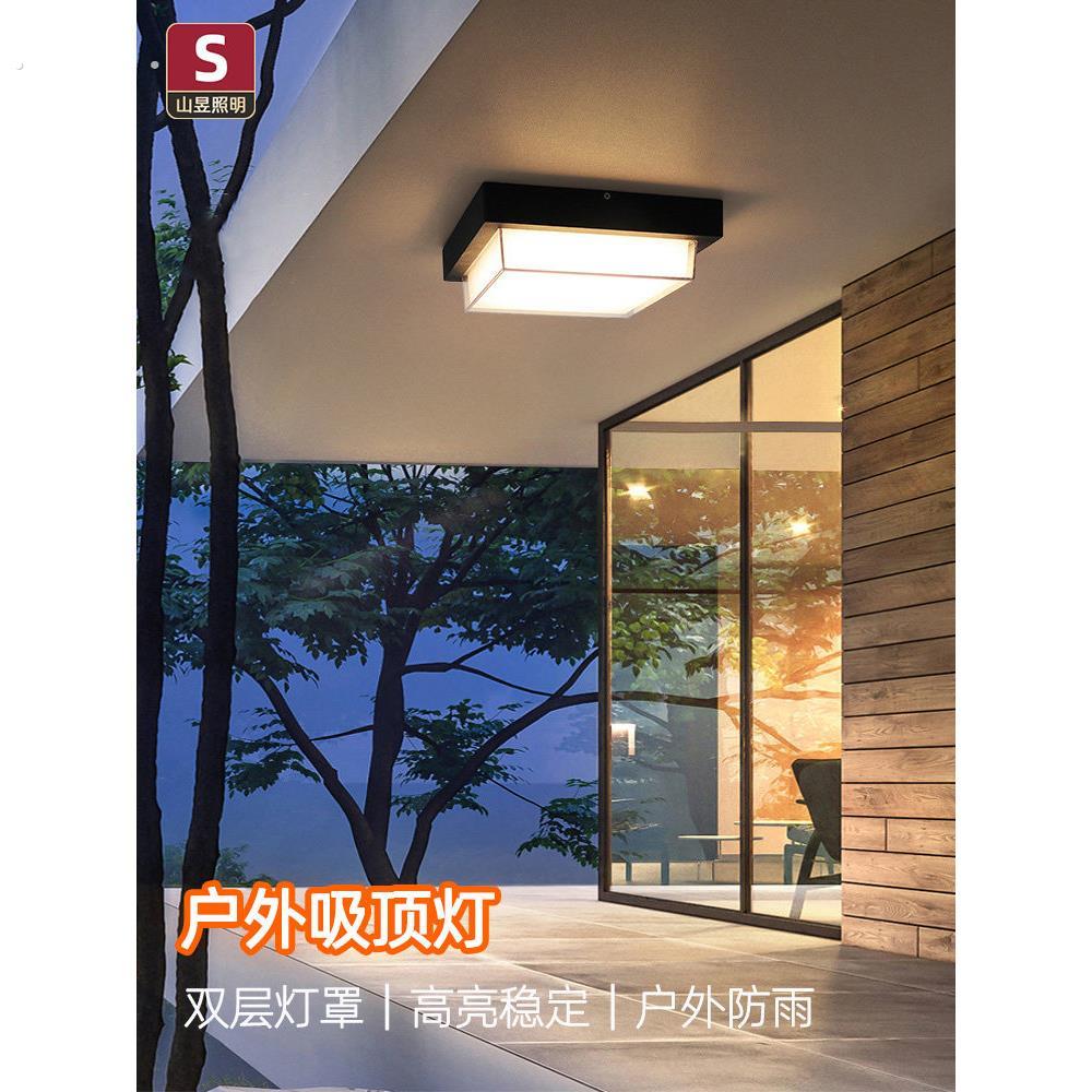 户外吸顶灯防水防虫别墅庭院屋檐入户室外自建房大门口感应阳台灯