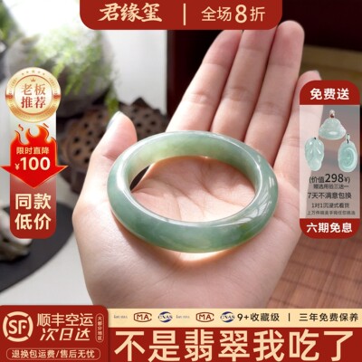 君缘玺落花有意缅甸冰种翡翠手镯