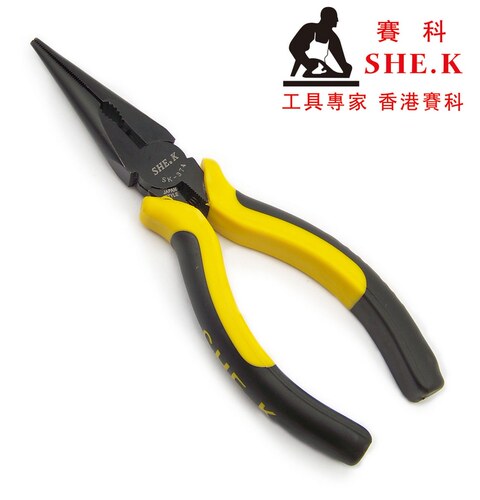 香港赛科SHE.K 6寸欧式尖嘴钳 尖口钳 尖咀钳 黑色亚光尖头钳