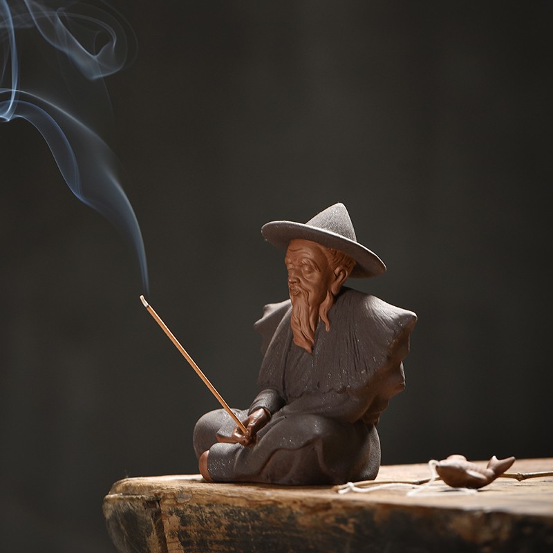 聚顺缘 姜太公钓鱼茶桌茶台茶宠摆件 陶瓷人物鱼缸水族箱造景装饰