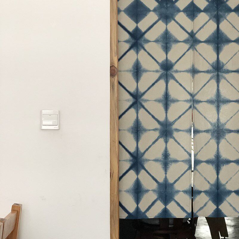 本事LZ21手工植物蓝染棉布门帘暖帘 半帘 总宽80x120cm