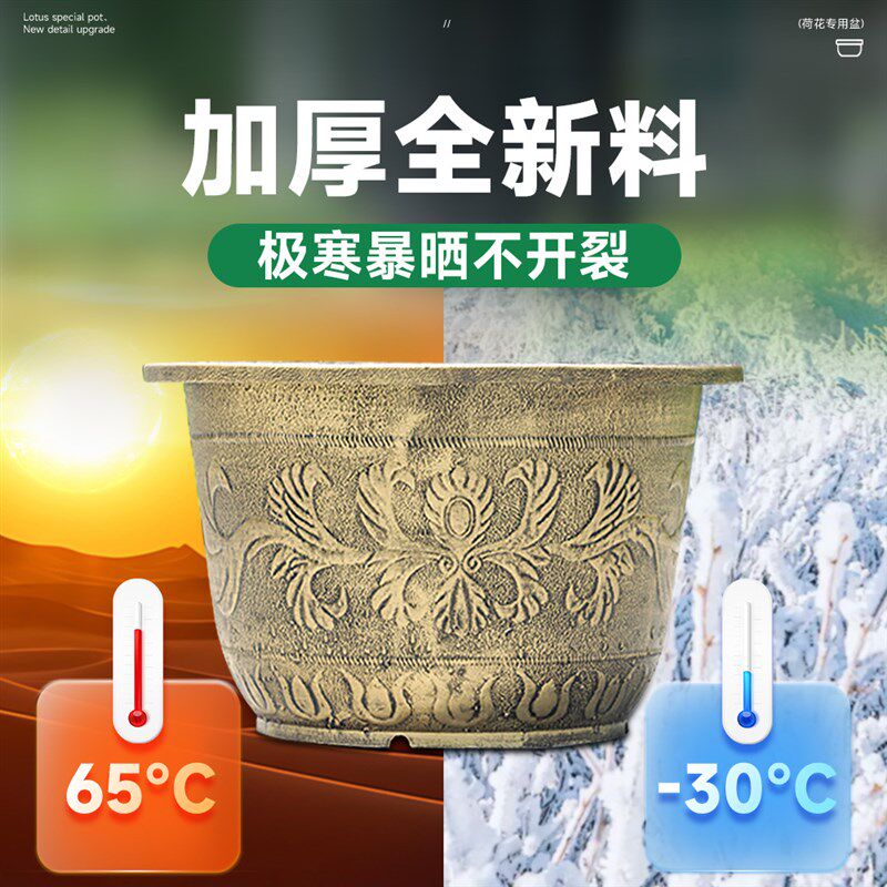 养睡莲荷花特大号塑料加厚耐晒花盆缸莲藕铜钱草水培碗莲无孔种植