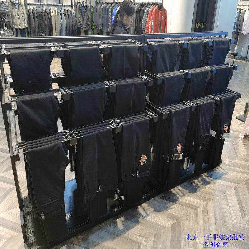 黑色铁艺裤架中岛架服装商场裤台展示架超市双面挂裤子架西裤架子