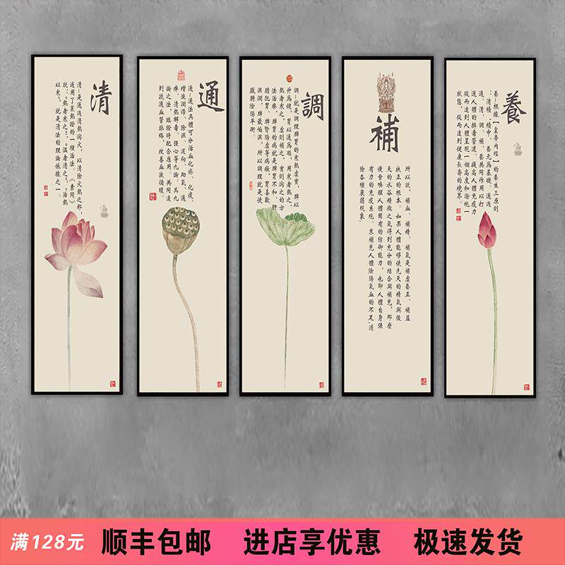 中医养生馆装饰画金木水火土心肝脾肺肾墙壁画中医院沙发背景挂画