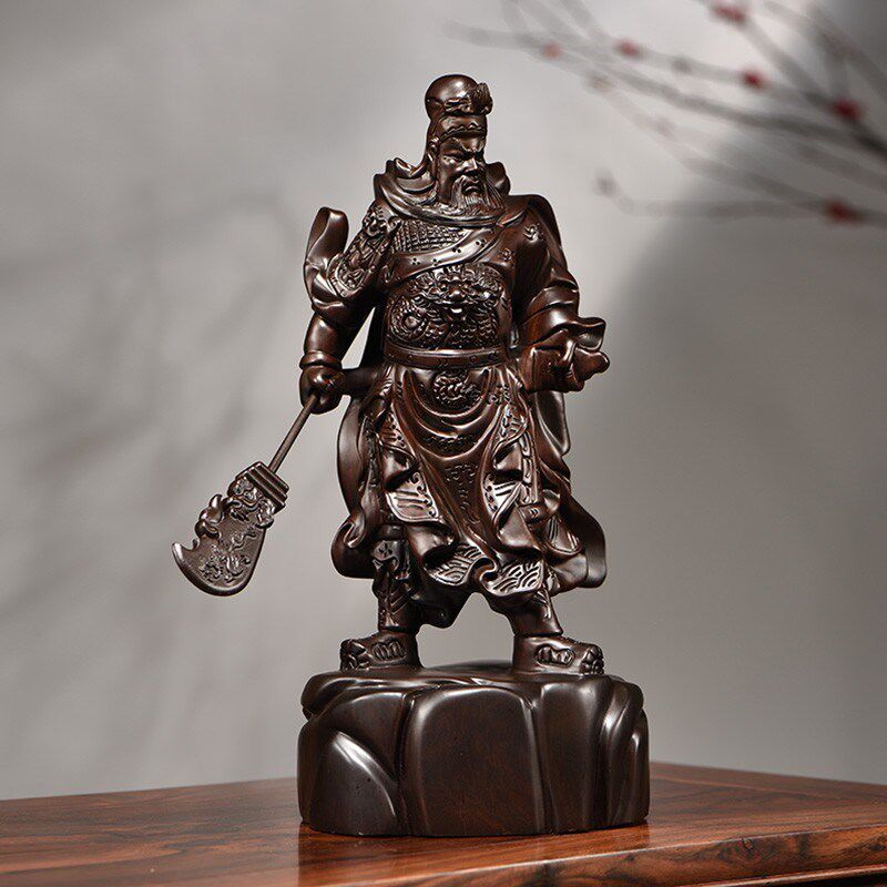 黑檀实木武财神关公像公司开业雕刻摆件大号家居客厅装饰工艺礼品