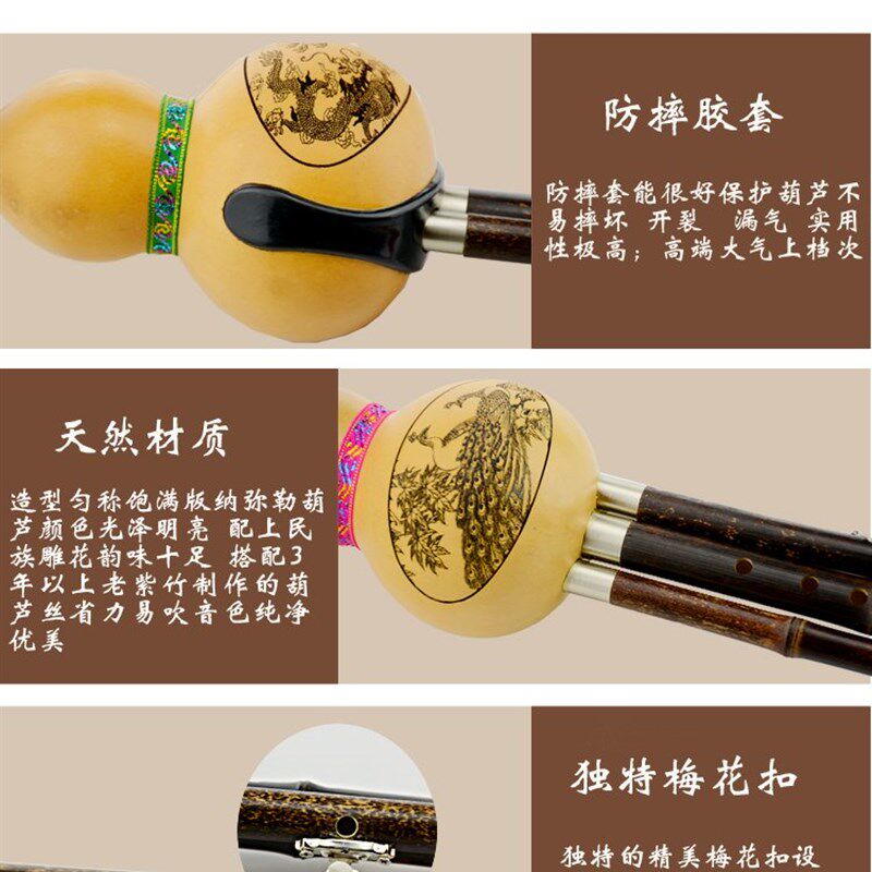 云南葫芦丝乐器初学成人演奏防摔型三音可拆C调/降B调包邮送皮盒