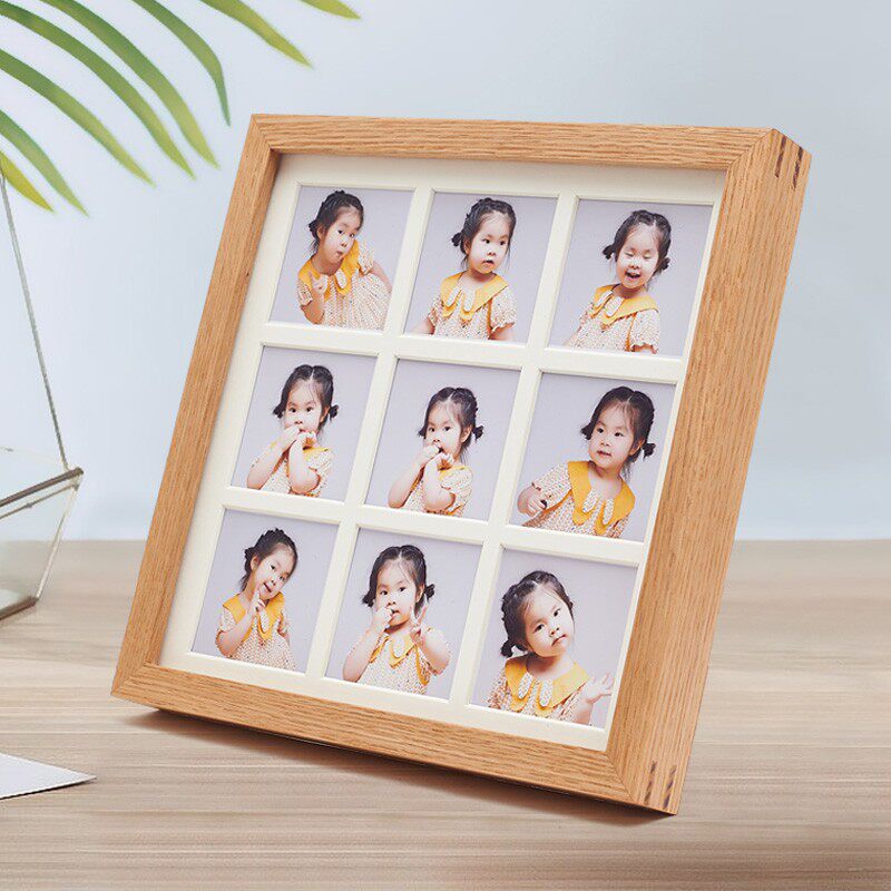 九宫格实木相框黑胡桃木榫卯组合摆台结婚照挂墙画框艺术照片装裱