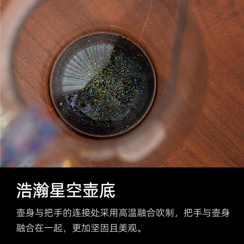 英国wvii高颜值星空底龙把功夫茶具茶海侧把公道杯玻璃高档分茶器