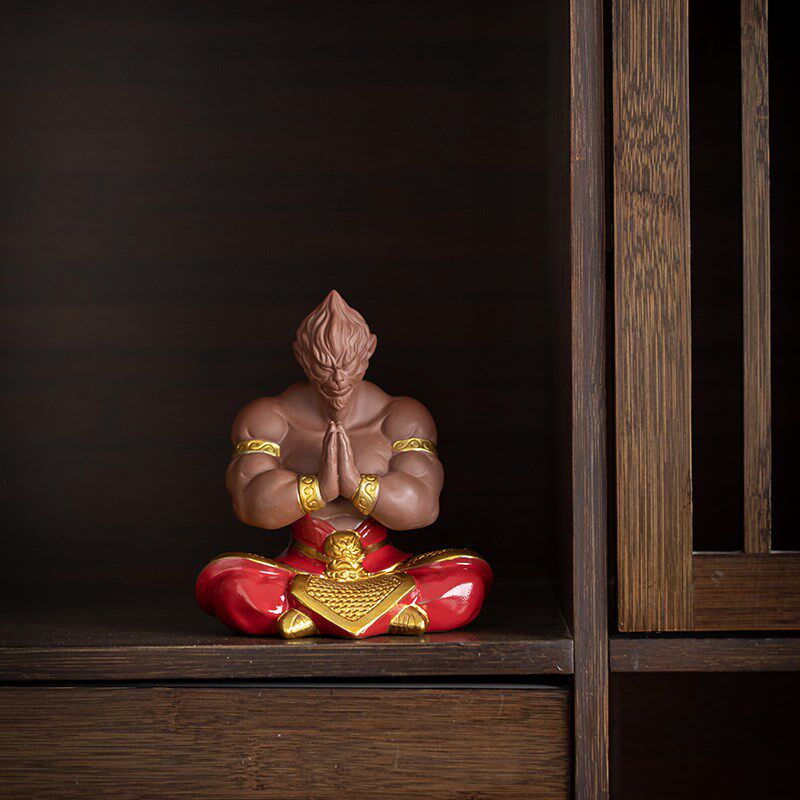 紫砂茶宠摆件精品可养齐天大圣孙悟空茶桌茶台装饰品创意鱼缸造景