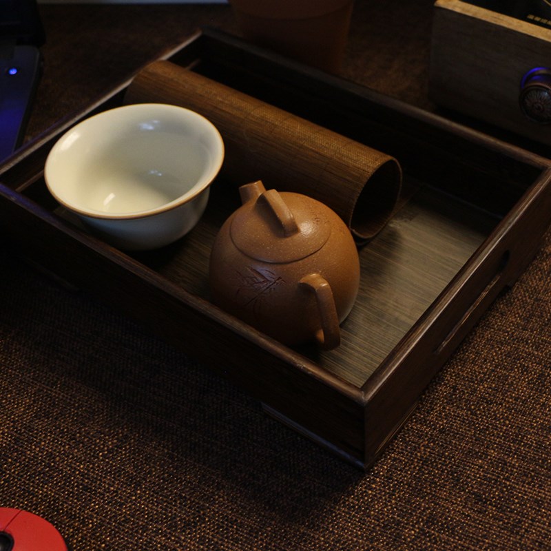 一人饮 储水小茶盘竹子茶盘简约小型沥水茶托功夫茶盘