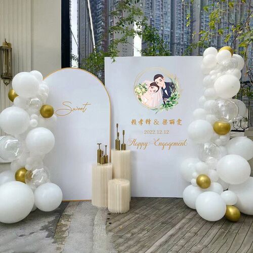 订婚装饰布置摆件全套2023高级感简约气球kt板小众背景板假花套餐