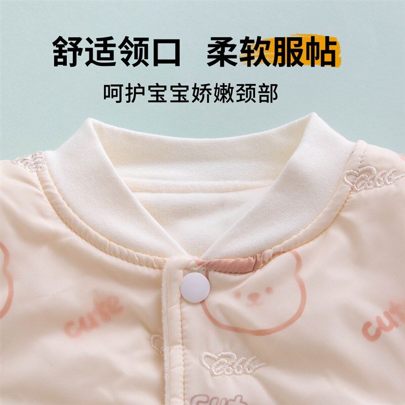 新生婴儿背带裤套装秋冬款加绒宝宝夹棉衣服冬季加厚分体棉服冬装