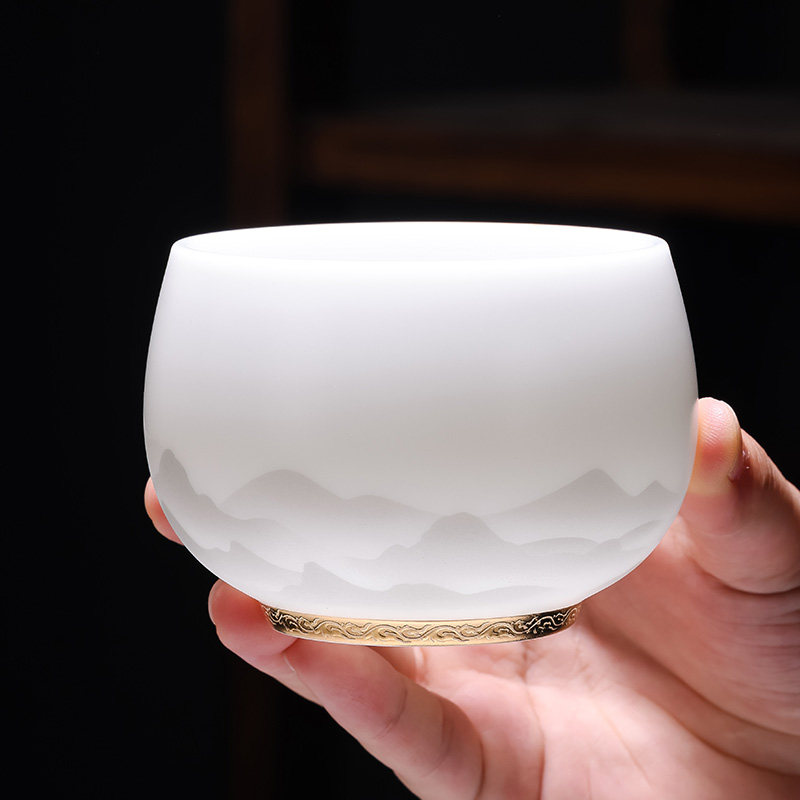 冰种玉瓷陶瓷茶杯主人杯单杯个人专用高档功夫茶具品茗杯家用水杯