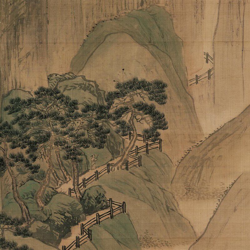 清四王 王翚仿唐寅溪山晴霭图立轴仿古山水国画高清微喷临摹装饰