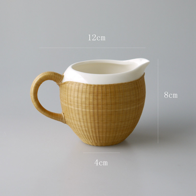 竹丝扣瓷茶具盖碗茶杯手工非遗功夫茶具四川竹编茶具套装出国送礼