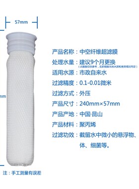 方缘纳米银净水器配件饮水机耗材ROUF中空纤维超滤膜滤芯直饮净化