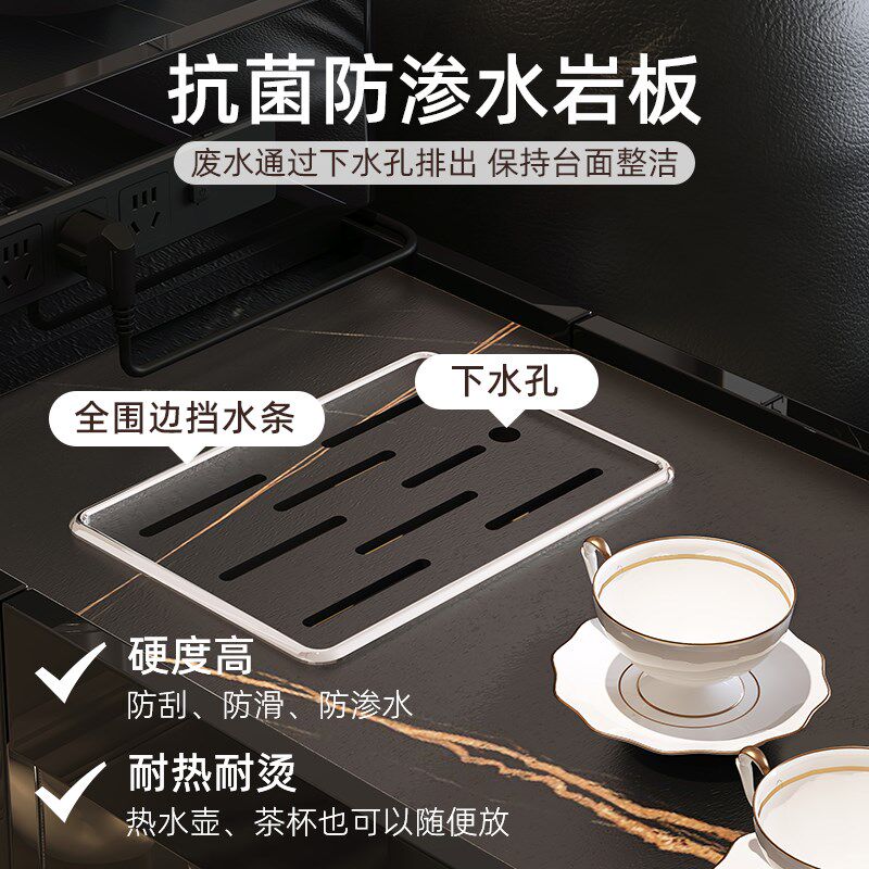 轻奢实木沙发边几烧水泡茶一体茶水柜小茶几高级感黑色可移动边柜