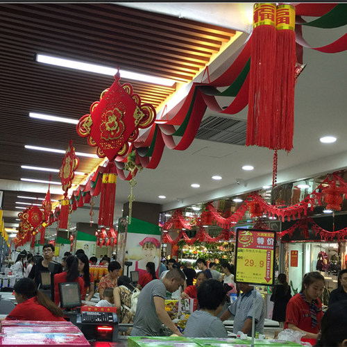 波浪旗彩带耶诞节场景布置天花板装饰品吊旗波浪拉旗悬挂彩旗拉条