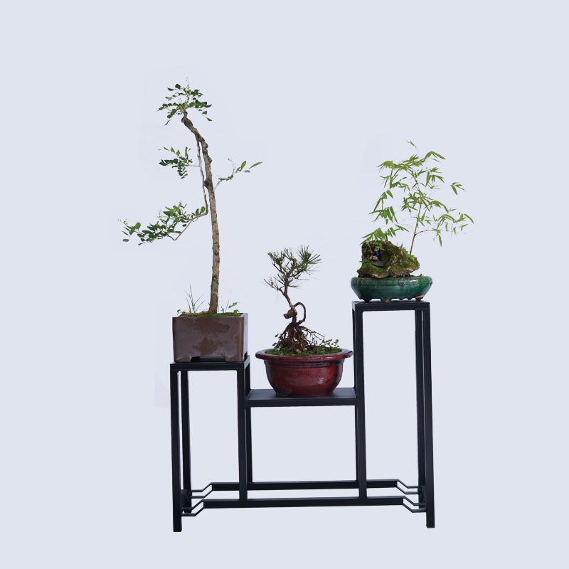 铝合金三连体花架新中式古典室内阳台户外园林景观鲜花绿植盆景架