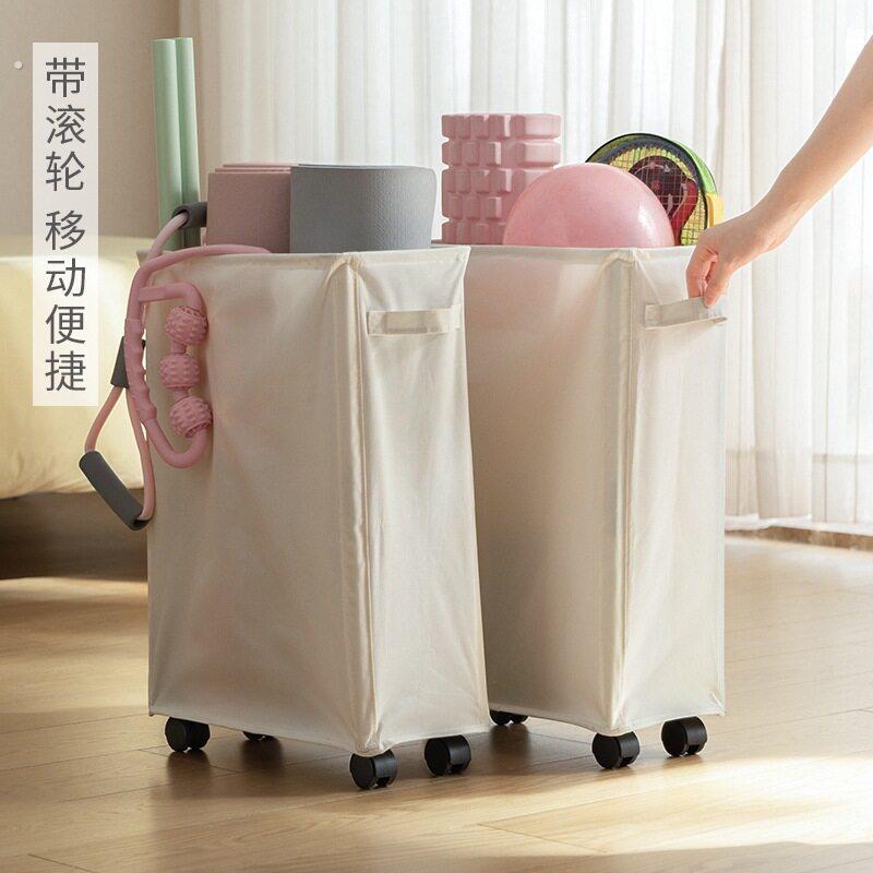 瑜珈垫收纳筐家用夹缝收纳带轮运动器材健身用品收纳篮