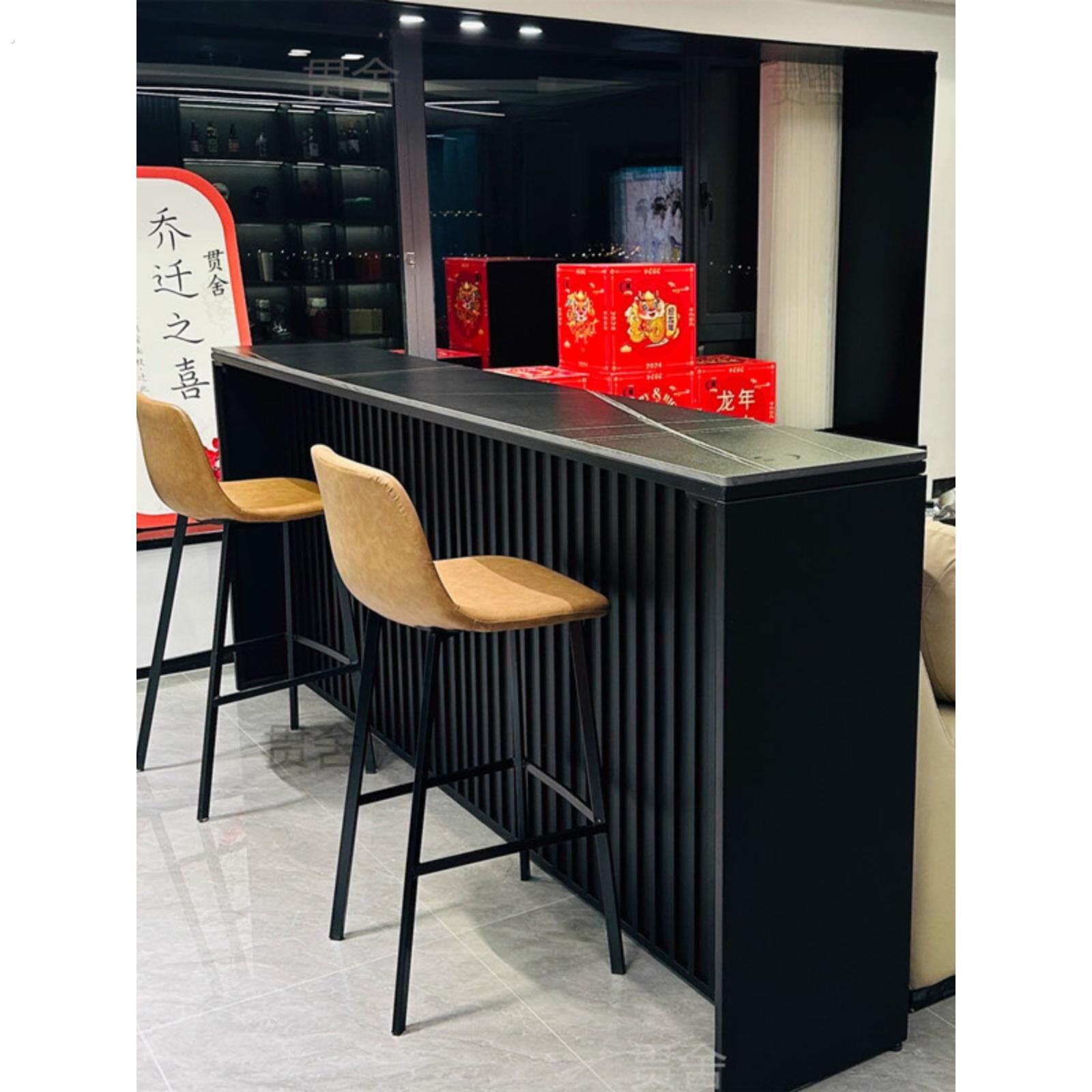 现代简约小户型隔断吧台桌家用长条桌椅组合沙发后背靠山柜子轻奢